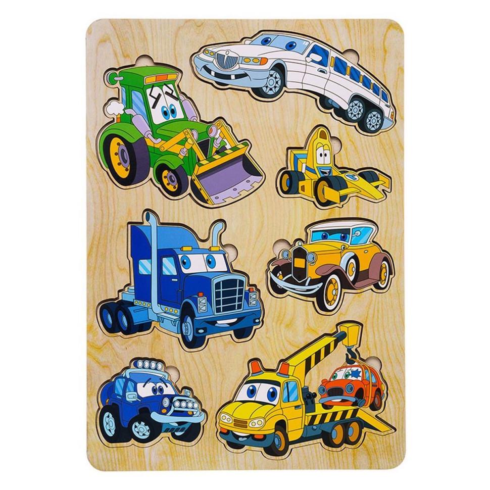 Пазлы деревянные Ubumblebees Машинки-большой 7 пр. 23х33 см (IP-177-P-129)