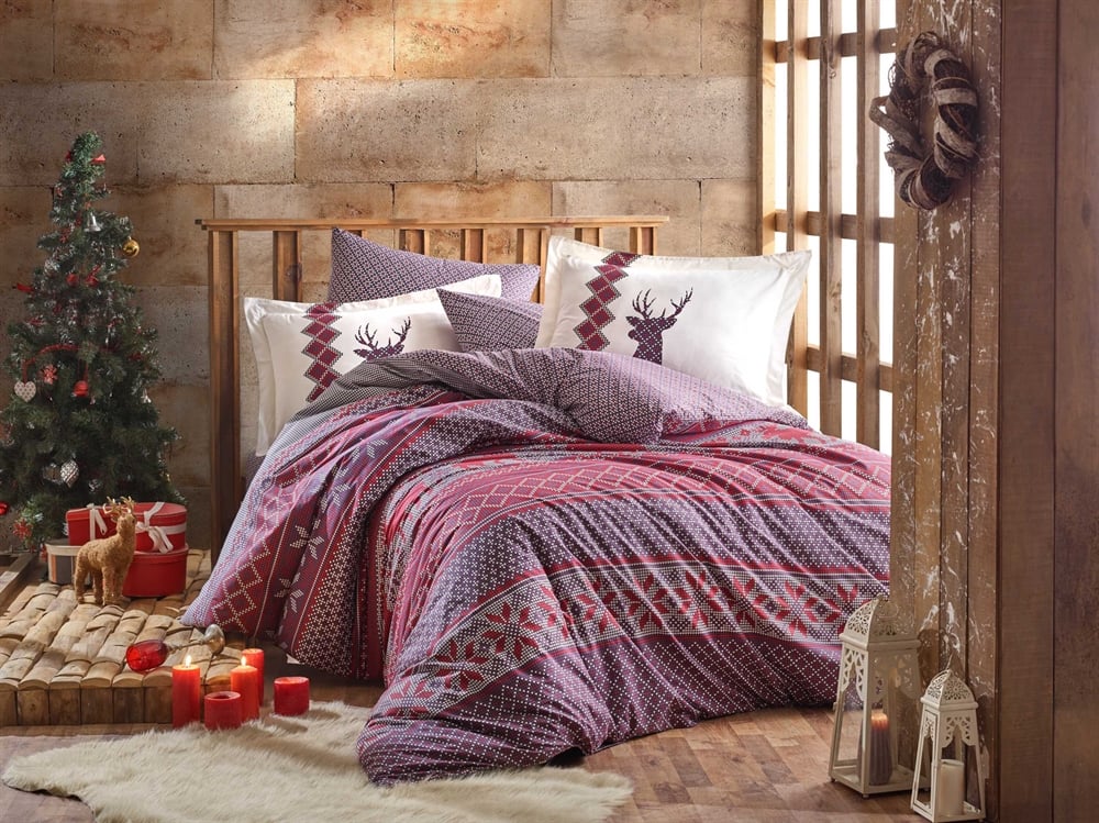Комплект постельного белья Hobby Poplin Clarinda 160х220 см Бордовый