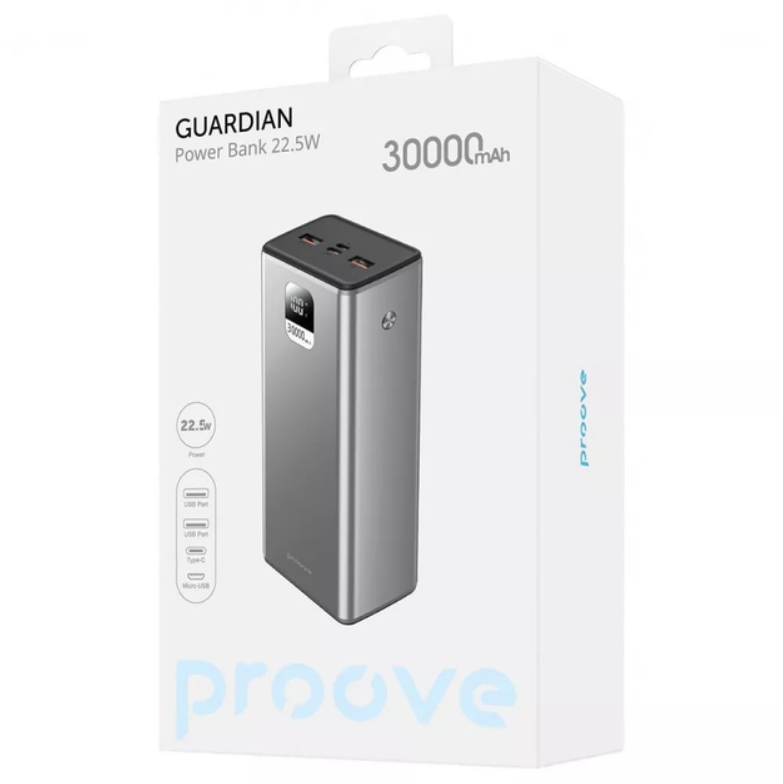 Повербанк Proove Guardian 3A 2USB/Micro-USB/Type-С 30000 mAh 22,5W Сірий (PBG322210004) - фото 3