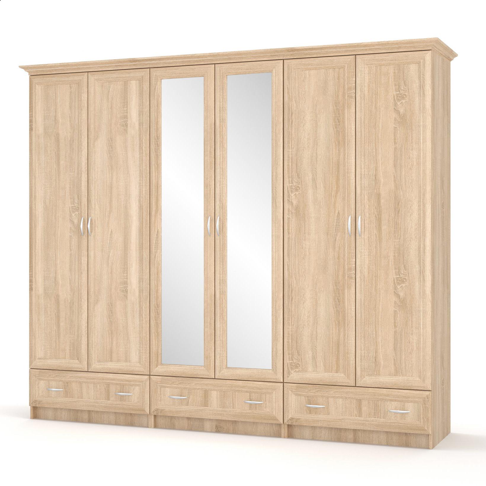 Шкаф распашной для дома Mebel Service Соната 6Д 2400х520х2100 мм Дуб самоа (40739)