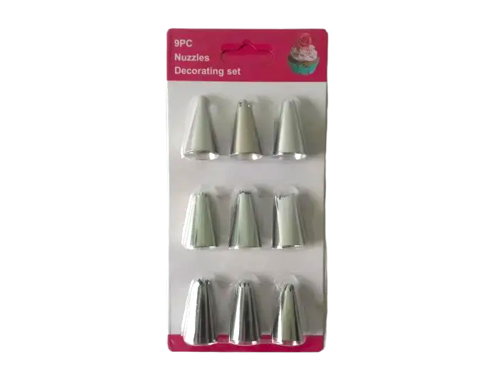Набір кондитерських насадок для крему та прикраси тортів з нержавіючої сталі 9 шт. D 1,8 см H 3 см (17810)