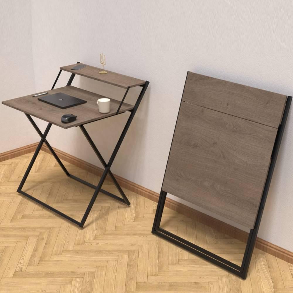 Стіл-трансформер Ferrum-decor Компакт 4 метал/ДСП 16 мм 750x790x720 мм Чорний/Дуб Сонома Трюфель (FRD-104694) - фото 2