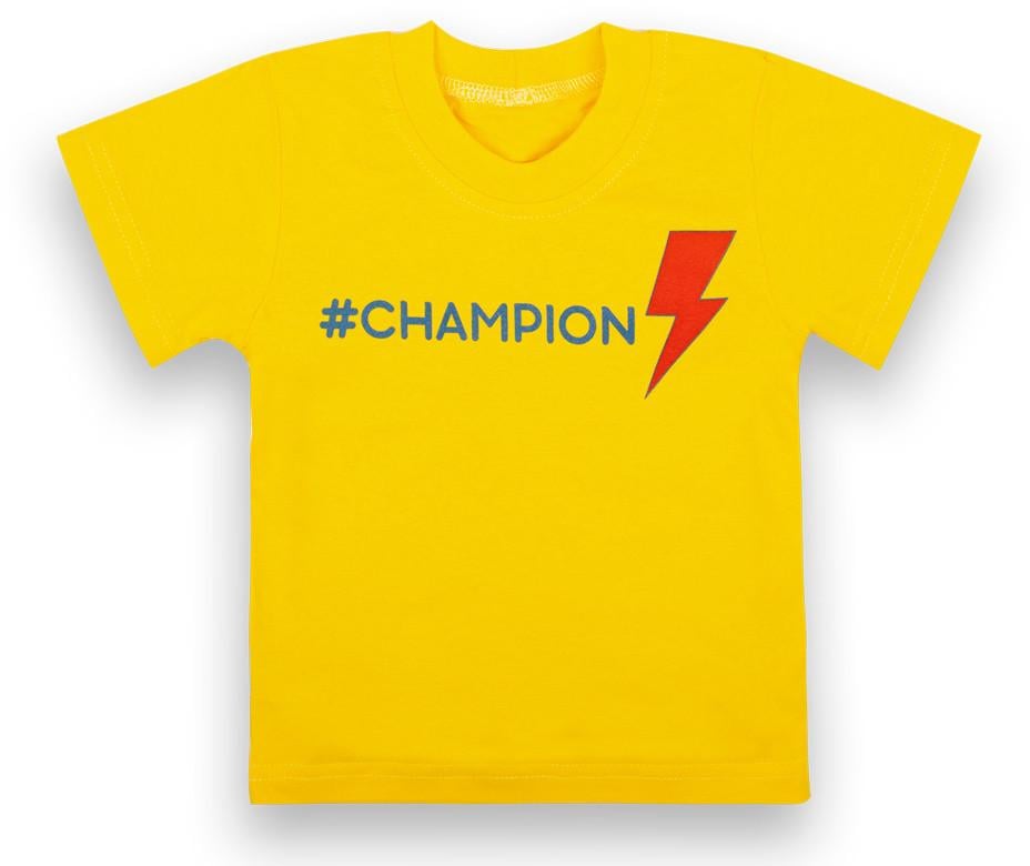 Футболка детская хлопковая для мальчика Gabbi Чемпион 80 см Желтый (11943)