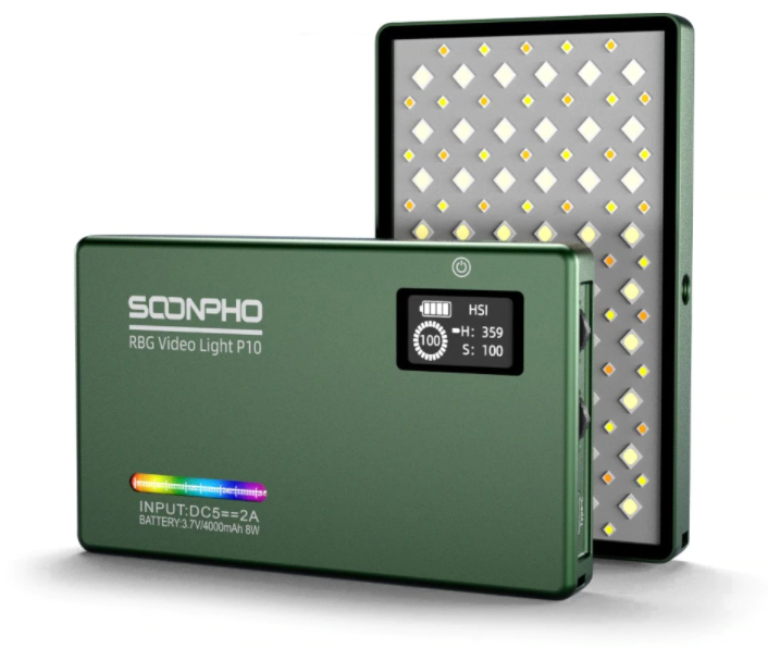 Освітлювач накамерний Soonpho LED P10 RGB 4000 mAh Зелений (27866707)