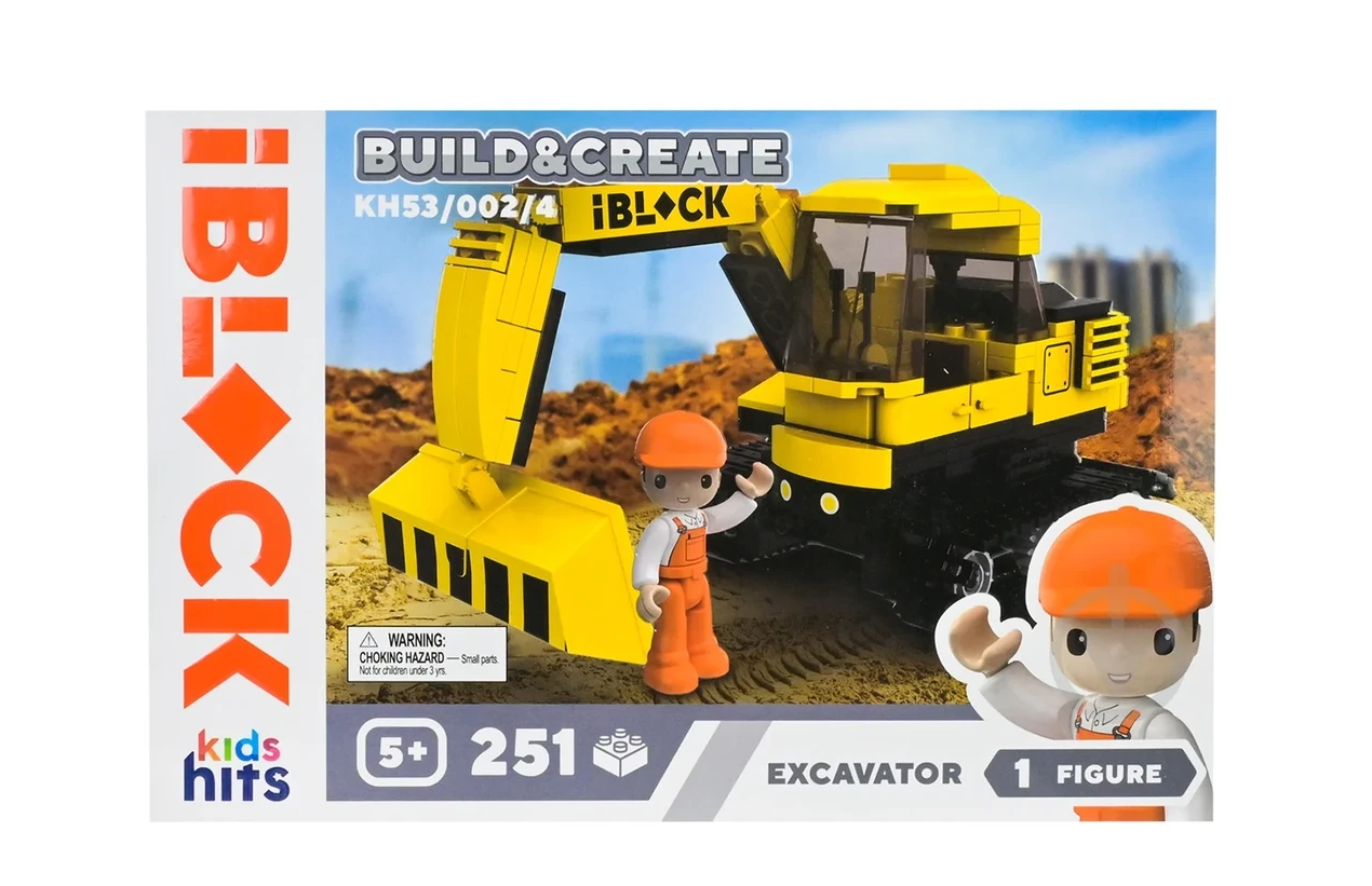 Конструктор пластиковый Iblock Kids hits Экскаватор JUNIOR 251 дет. 24x6x16 см (2523825947)