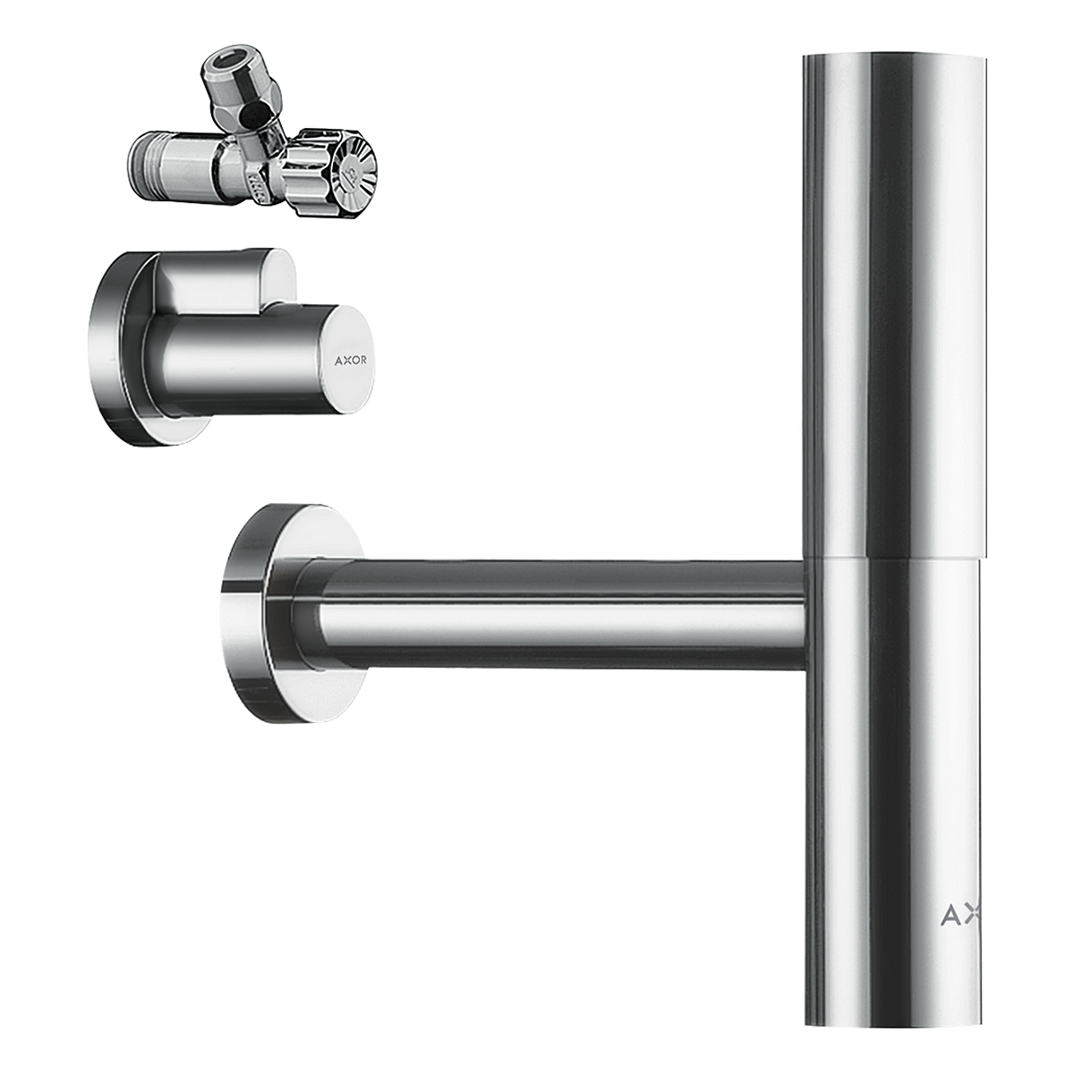 Сифон для раковини Axor Flowstar Design та кутовий клапан з кришкою Хром (51304000)