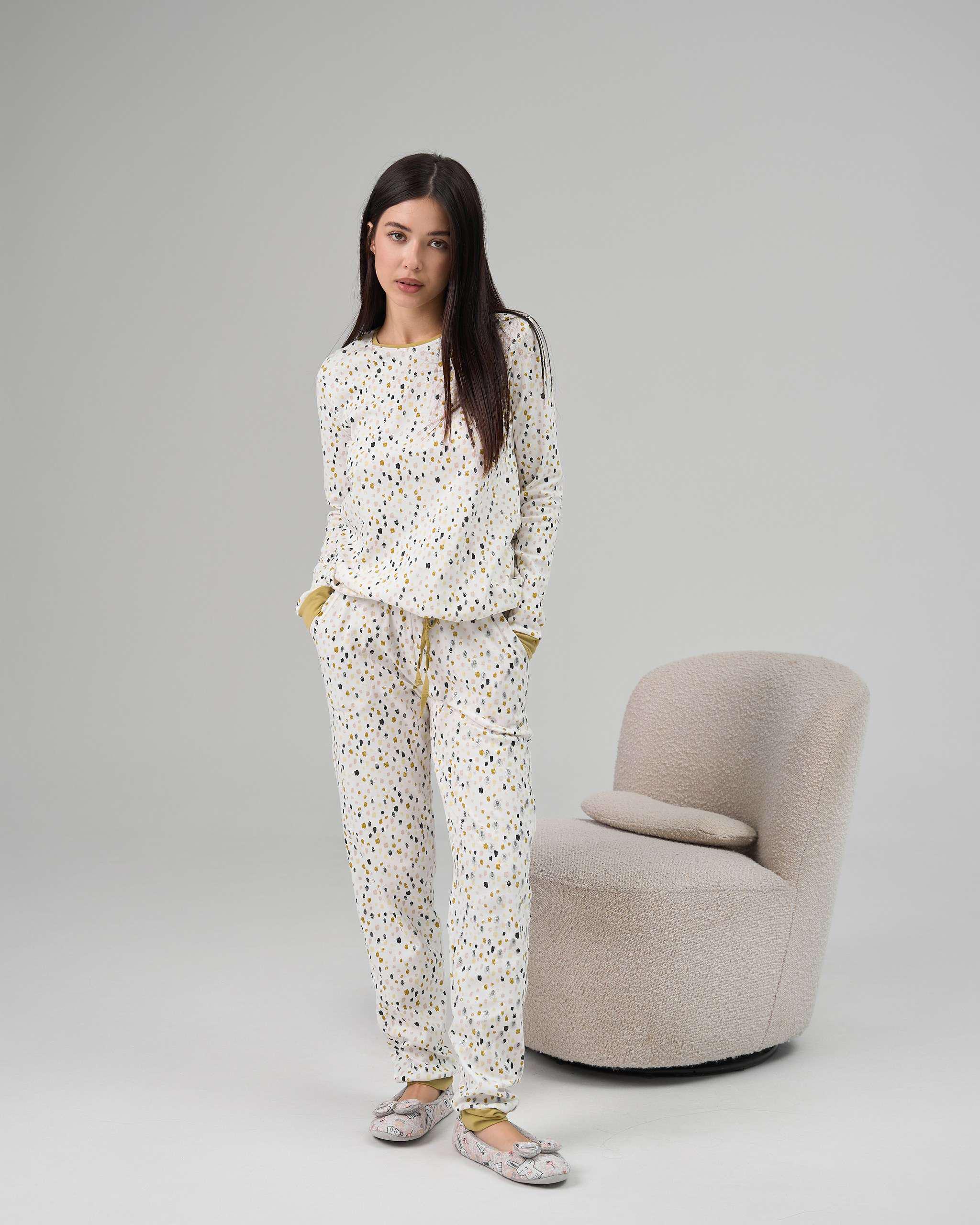 Пижама женская хлопковая Интерлок Family look L Молочный (96692)