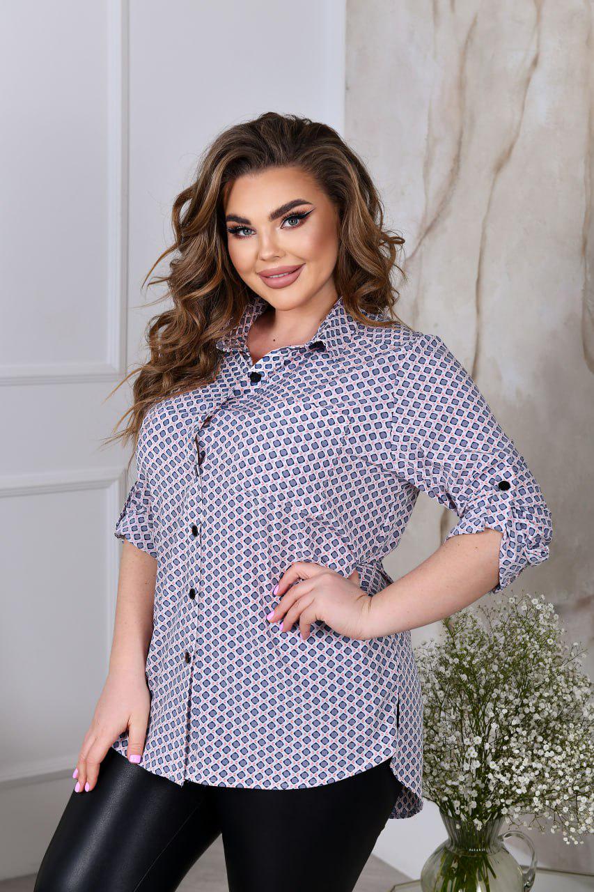 Блузка прямий силует з довгим рукавом на манжеті р. 52-54 Білий (3629) - фото 3 Блузка прямий силует з довгим рукавом на манжеті р. 52-54 Білий (3629) - фото 3