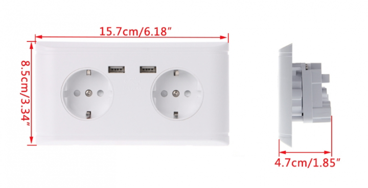 Розетка подвійна 2хUSB/заземлення/захисна шторкам Білий (G002) - фото 6