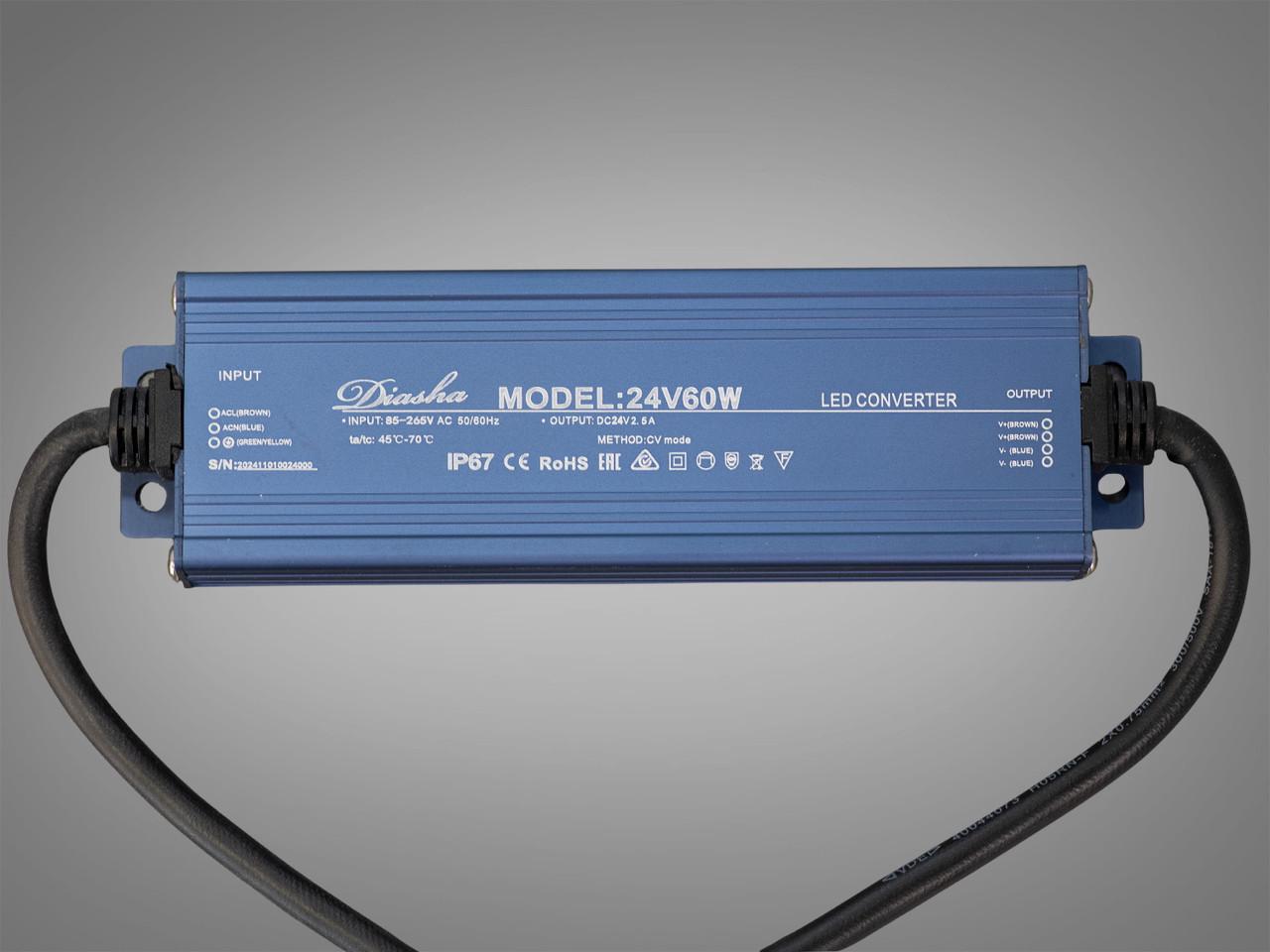 Блок живлення 24 В для підключення LED стрічки 60 Вт 2,5 АNP-24V-60W-IP67 - фото 2