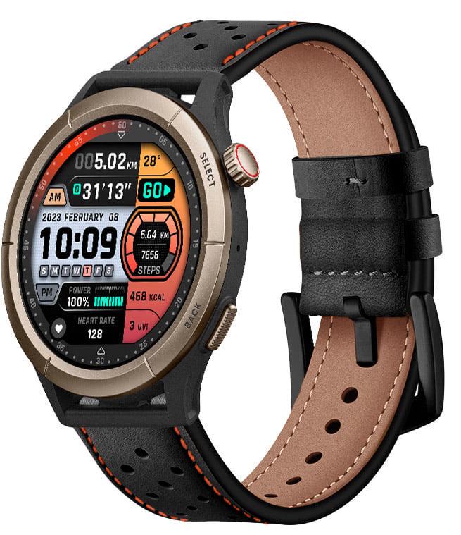 Ремешок кожаный Classico для Amazfit Cheetah Round/Cheetah Pro Black Orange (38446-54) Ремешок кожаный Classico для Amazfit Cheetah Round/Cheetah Pro Black Orange (38446-54)