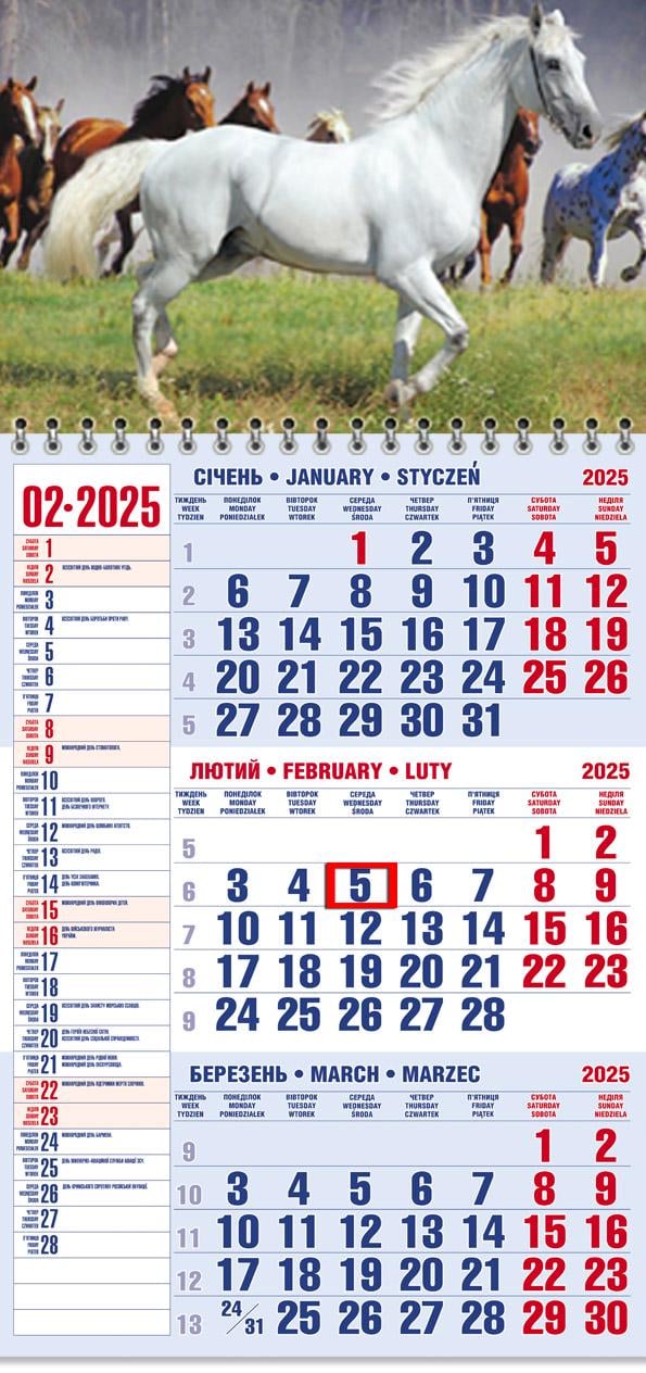 Календар на 2025 р. Офісний 1 Коні