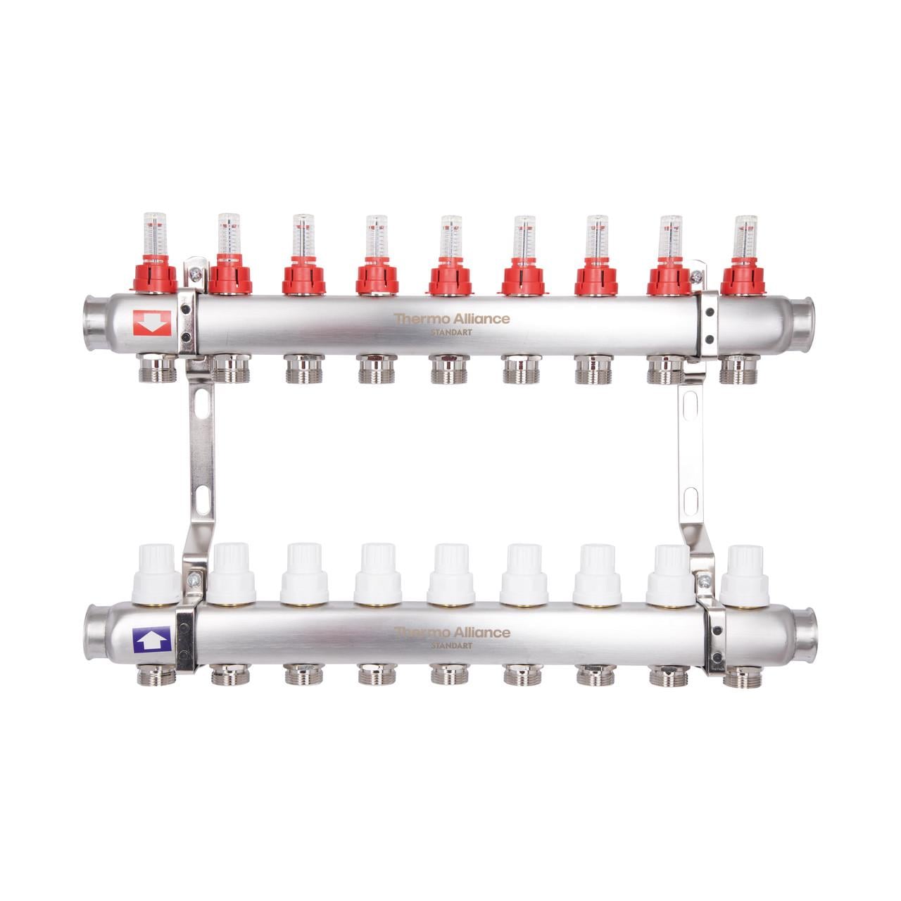 Коллектор для отопления с расходомерами SD Plus SD0049 1" 9 выходов (2607288187)