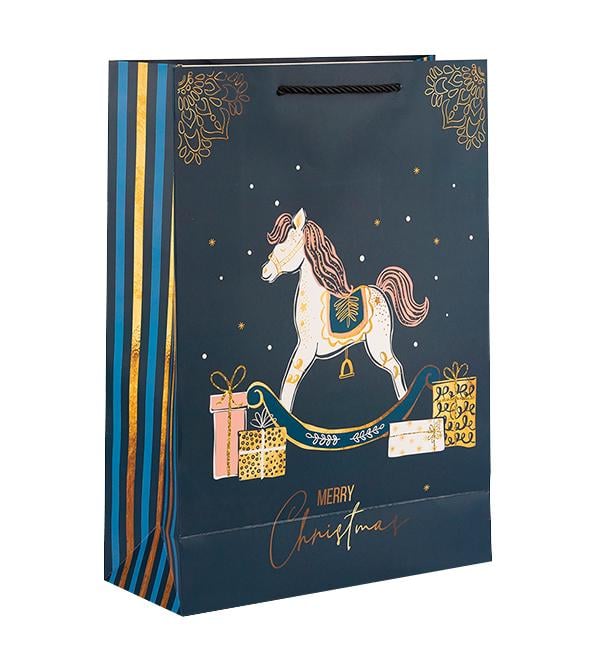 Новогодний пакет Лошадка 30х41,5х12 см (10582) - фото 1 Новогодний пакет Лошадка 30х41,5х12 см (10582) - фото 1