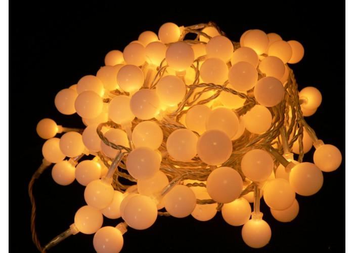 Гирлянда 100 LED Шар 100WW-6-1 3885 белый провод Теплый белый (47640)