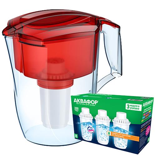 Фильтр-кувшин Аквафор Океан с тремя модулями В100-8 Красный (000015)