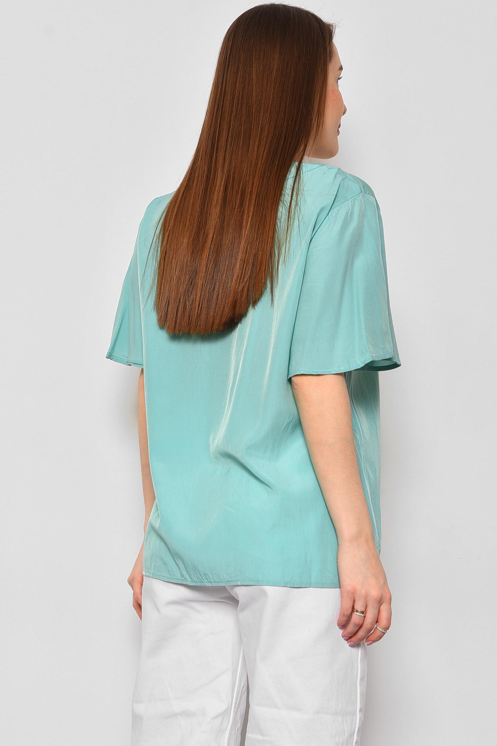 Блуза жіноча з коротким рукавом р. 46 М'ятний (176198) - фото 3 Блуза жіноча з коротким рукавом р. 46 М'ятний (176198) - фото 3