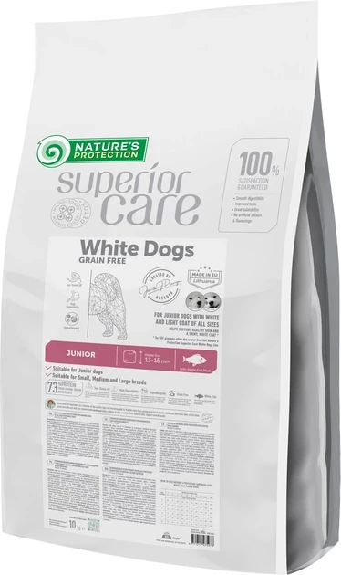 Корм сухий беззерновий Nature's Protection White Dogs Grain із білою рибою для собак які ростуть усіх розмірів з білою шерстю (2912852533)