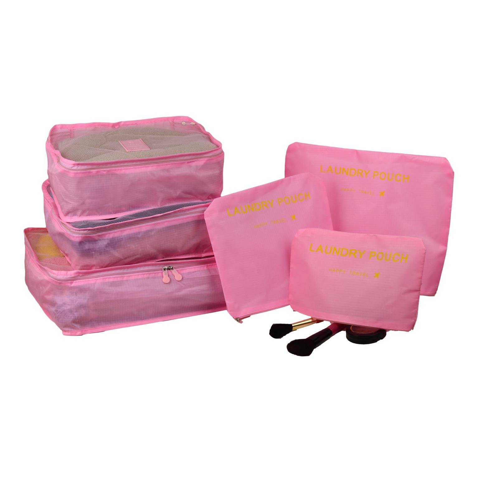 Набор органайзеров для путешествий и дома 6в1 нейлон водоотталкивающий Розовый (КДО-15-3) - фото 2 Набор органайзеров для путешествий и дома 6в1 нейлон водоотталкивающий Розовый (КДО-15-3) - фото 2