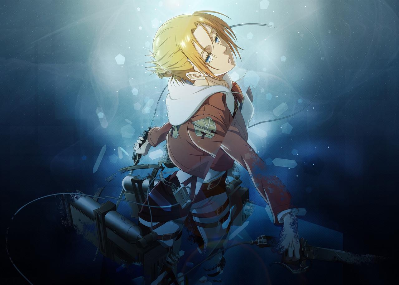 Картина постер Gee! Attack on Titan Атака титанов энни синий фон 60x40 см AT 09.078