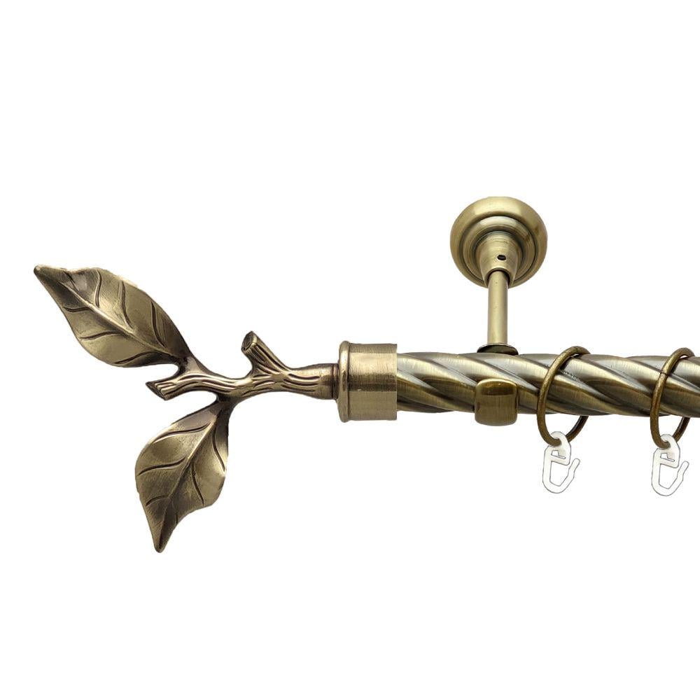 Карниз металлический Orvit Листок Розы однорядный открытый/скрученная труба/кольцо металлическое Антик 25 мм 160 см (00-00017699)