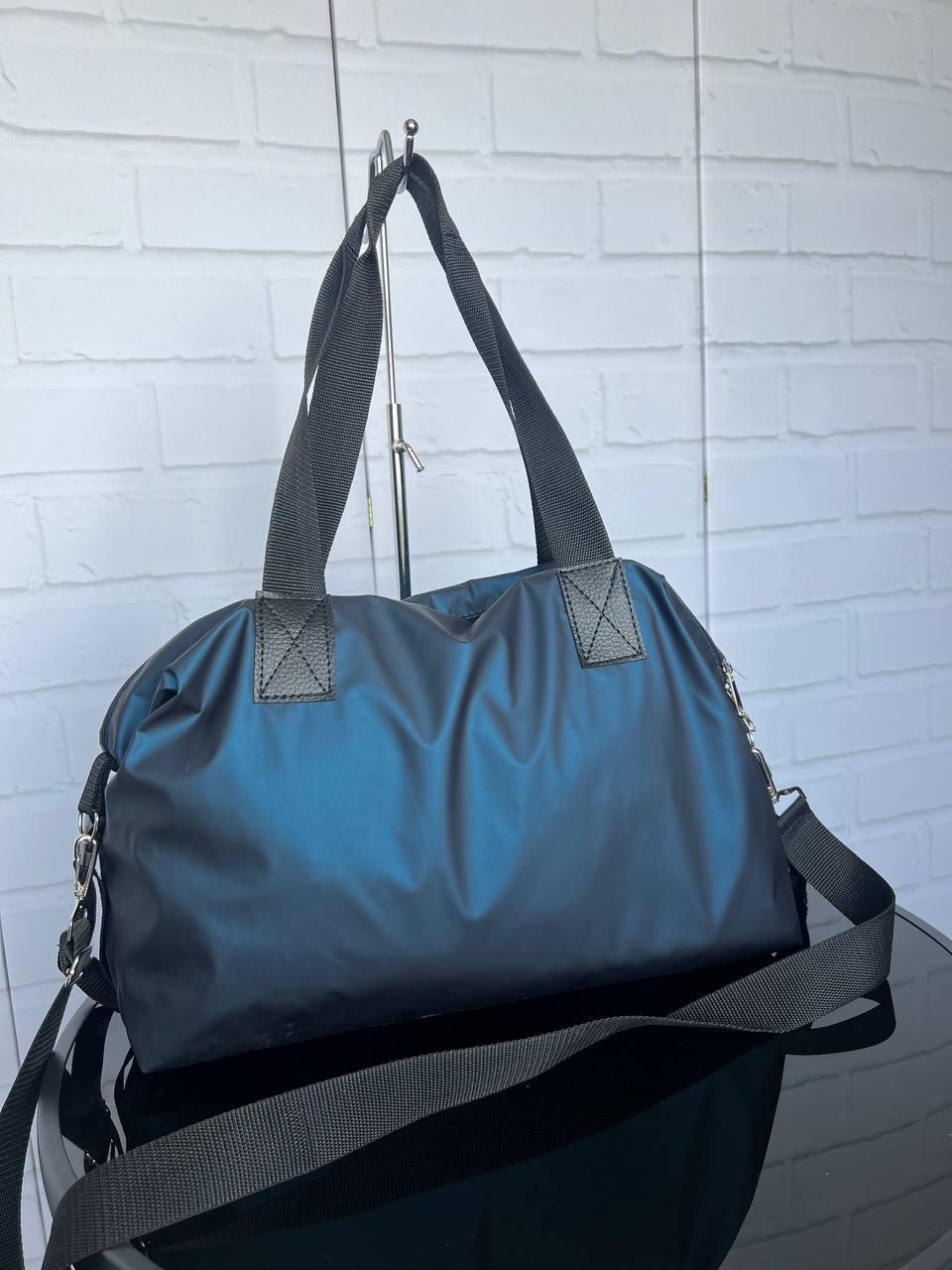 Сумка спортивная через плечо женская дорожная большая из плащевой ткани 43х30х17 см Электрик - фото 7