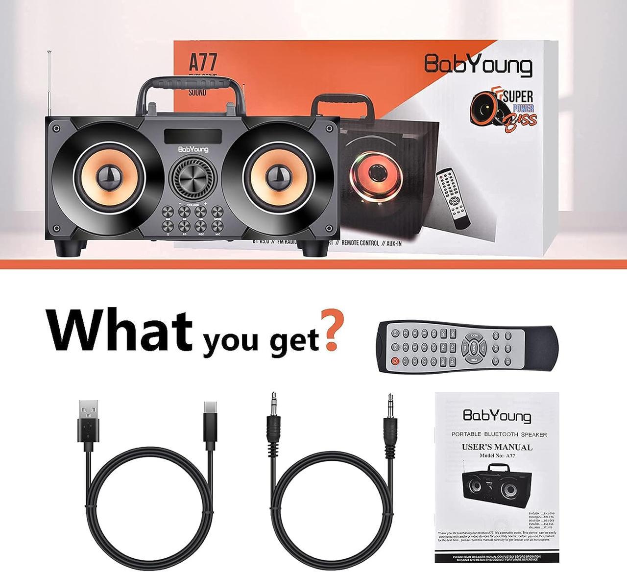 Портативна колонка BabYoung A77 Bluetooth 60W з сабвуфером - фото 2 Портативна колонка BabYoung A77 Bluetooth 60W з сабвуфером - фото 2