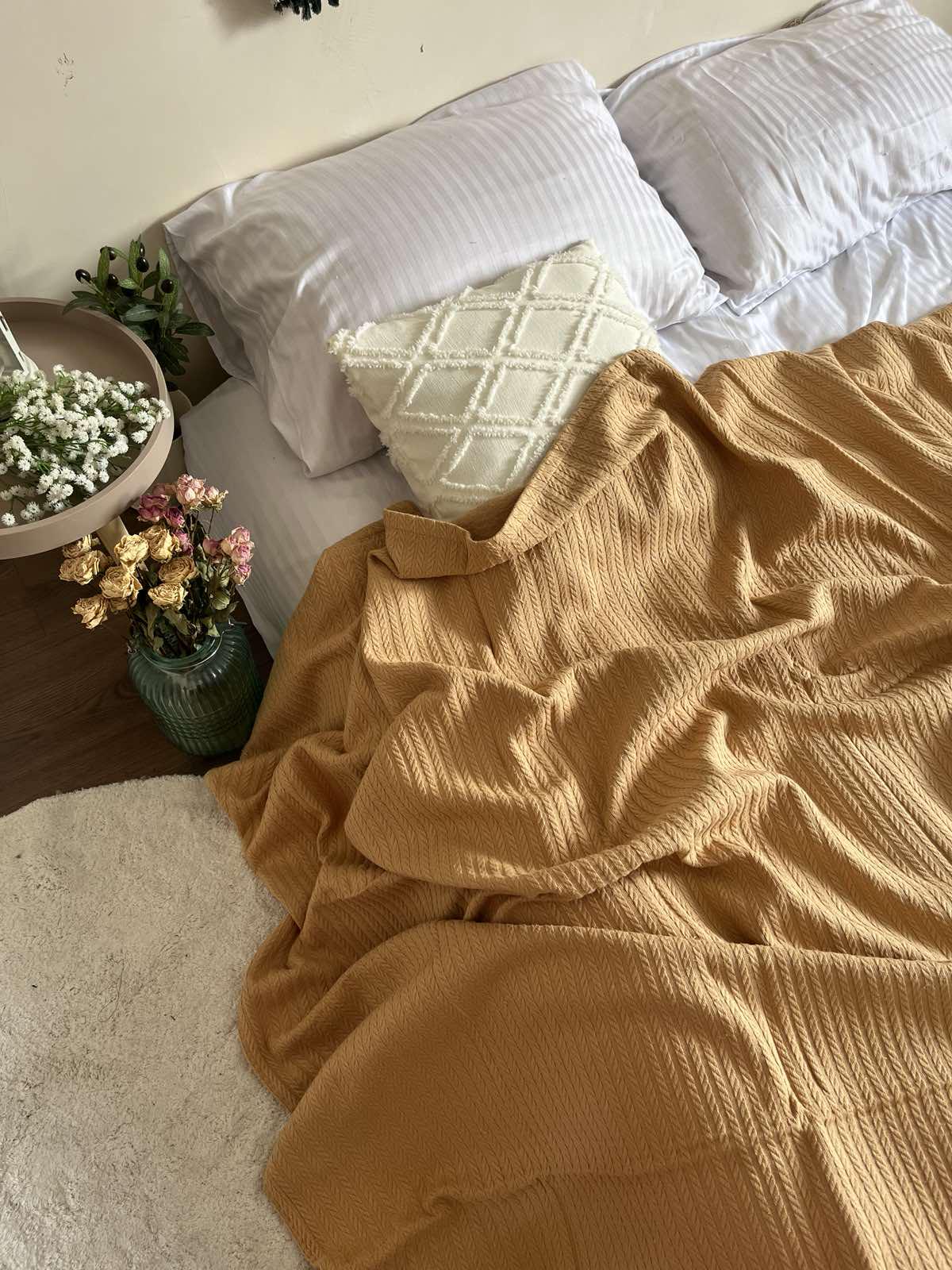 Покрывало летнее Косичка хлопок 140х200 см Карамельный (18093914) - фото 9 Покрывало летнее Косичка хлопок 140х200 см Карамельный (18093914) - фото 9