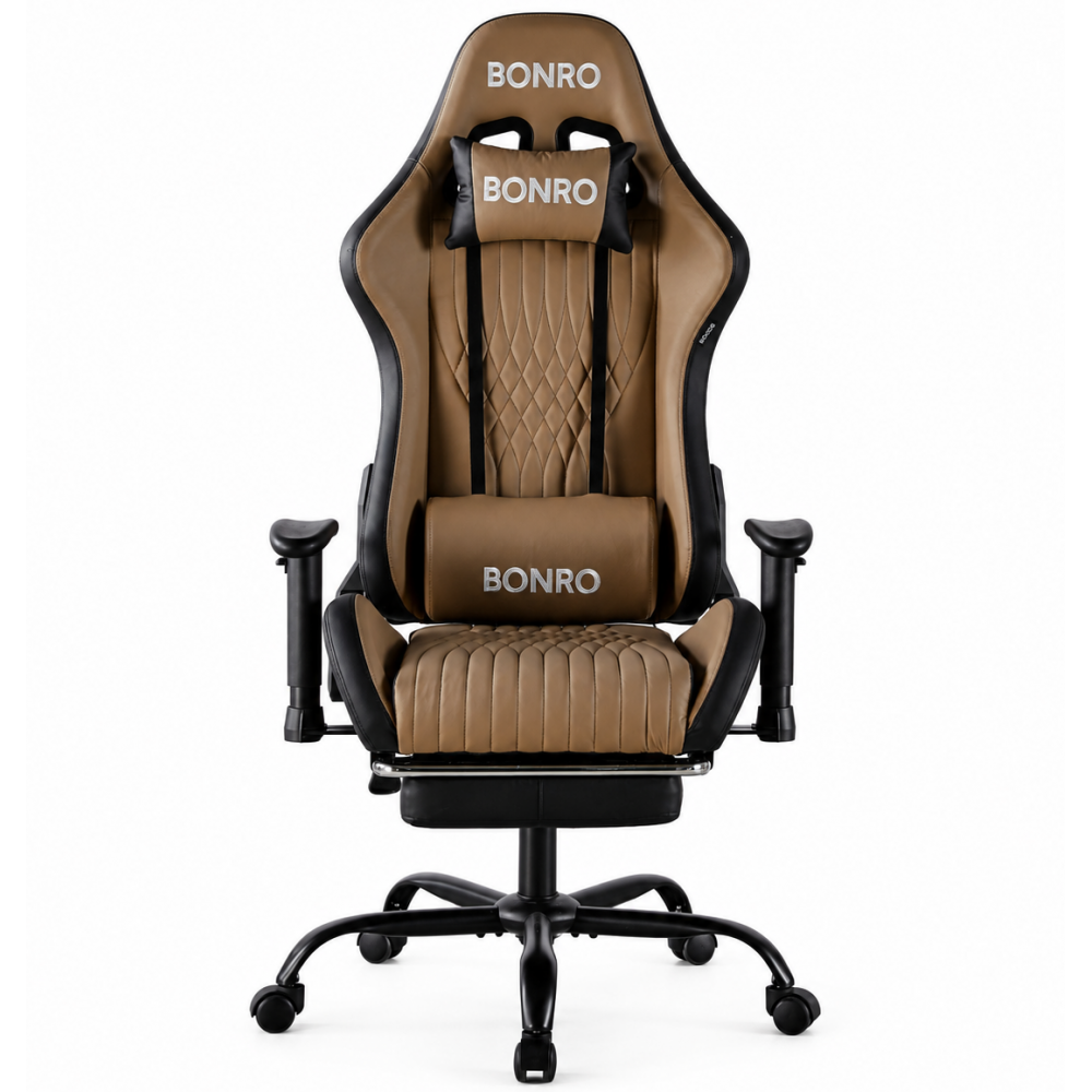 Геймерское кресло Bonro 1002G-1 с подставкой для ног Коричневый (4240121112)