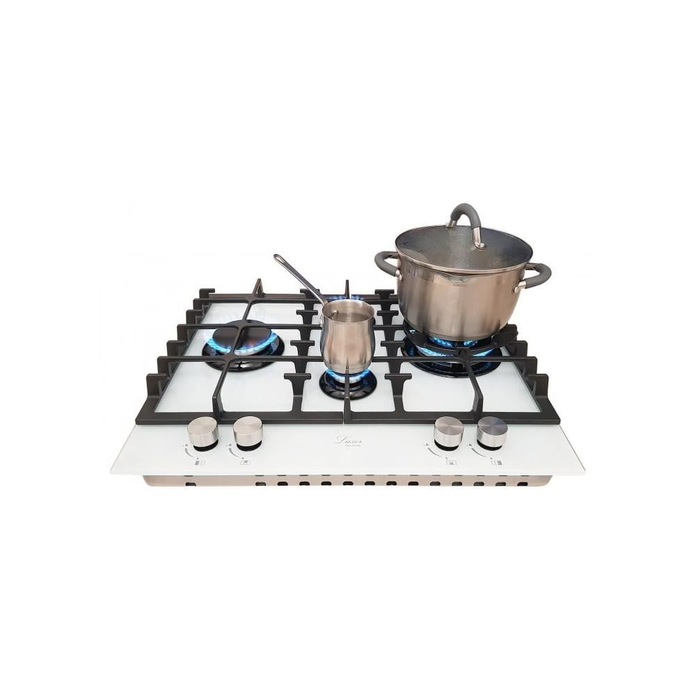 Варочная поверхность газовая Luxor RG 680 - 01 White SS Blütenweiß с подставкой WOK - фото 5 Варочная поверхность газовая Luxor RG 680 - 01 White SS Blütenweiß с подставкой WOK - фото 5