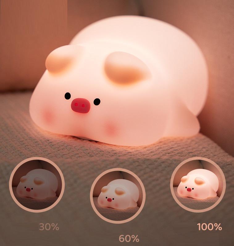 Нічник силіконовий Sleeping Pig Lamp Pink (20938011) - фото 4