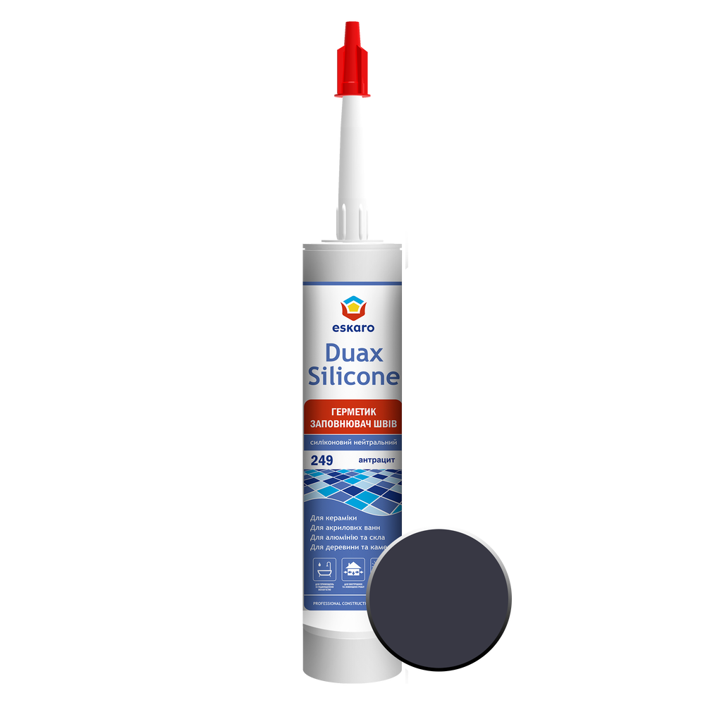Герметик заполнитель швов Eskaro Duax Silicone №249 силиконовый нейтральный 300 мл Антрацит (3163751662)
