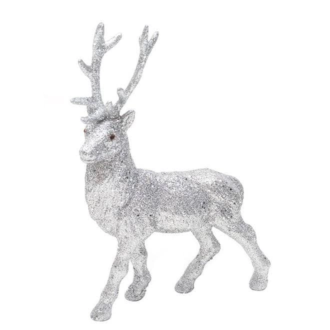 Олень пластиковый декоративный 21 см Серебряный (12557)