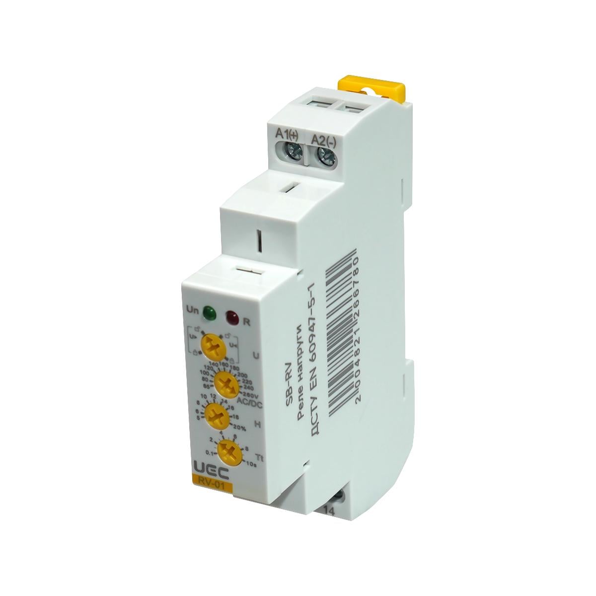 Реле напряжения UEC RV-01/AD240 однофазное 10А 110-240V AC/DC с блокировкой (SB-RV-01-AD110-240)