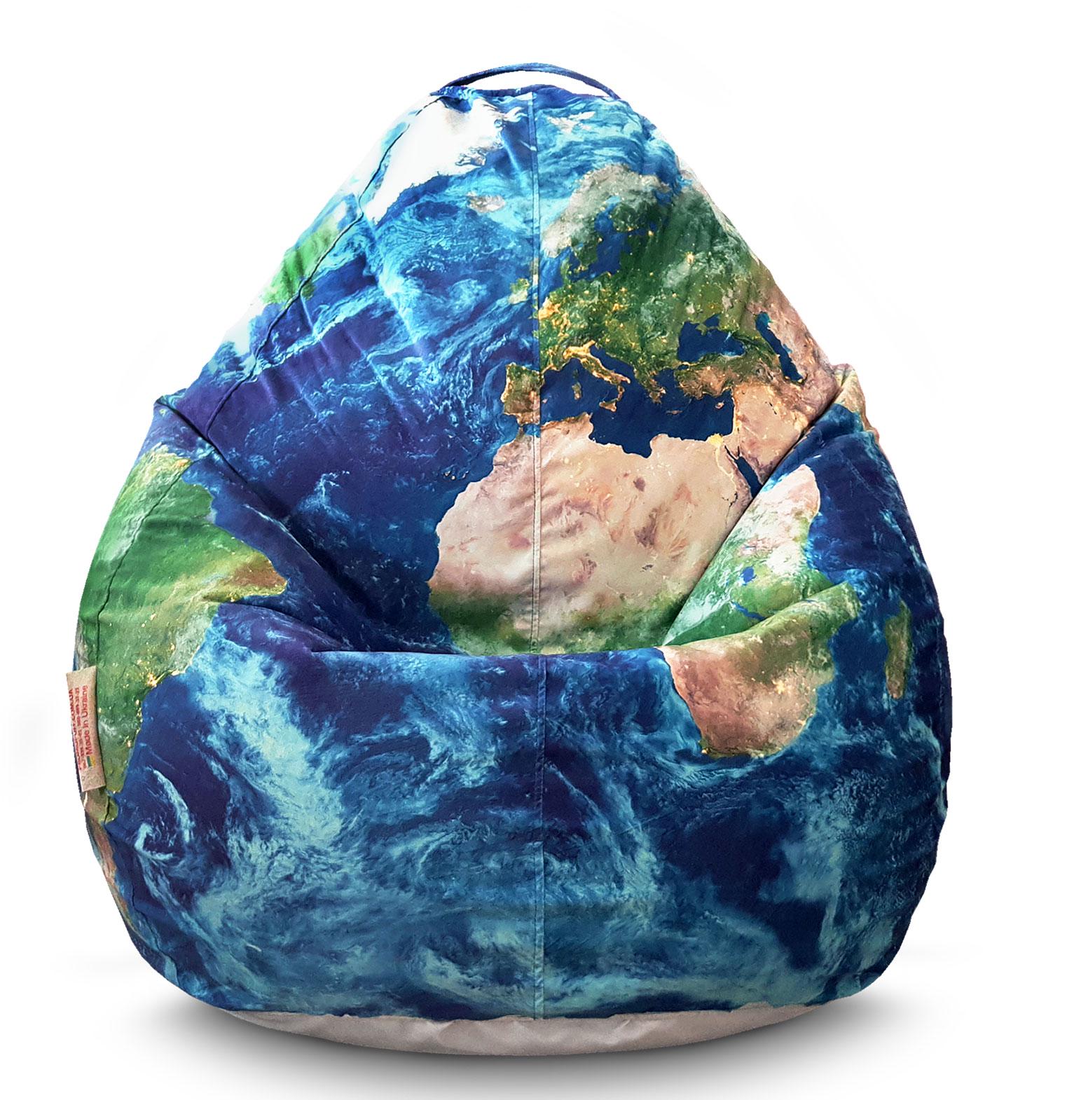 Кресло мешок iPuff Карта мира Флок XL 80x110 см