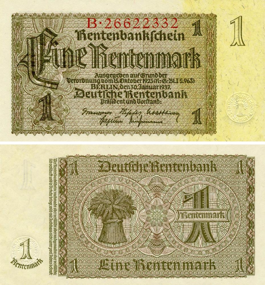 Колекційна банкнота Німеччина 1 марка 1937 AU-UNC P73b (Б17972)