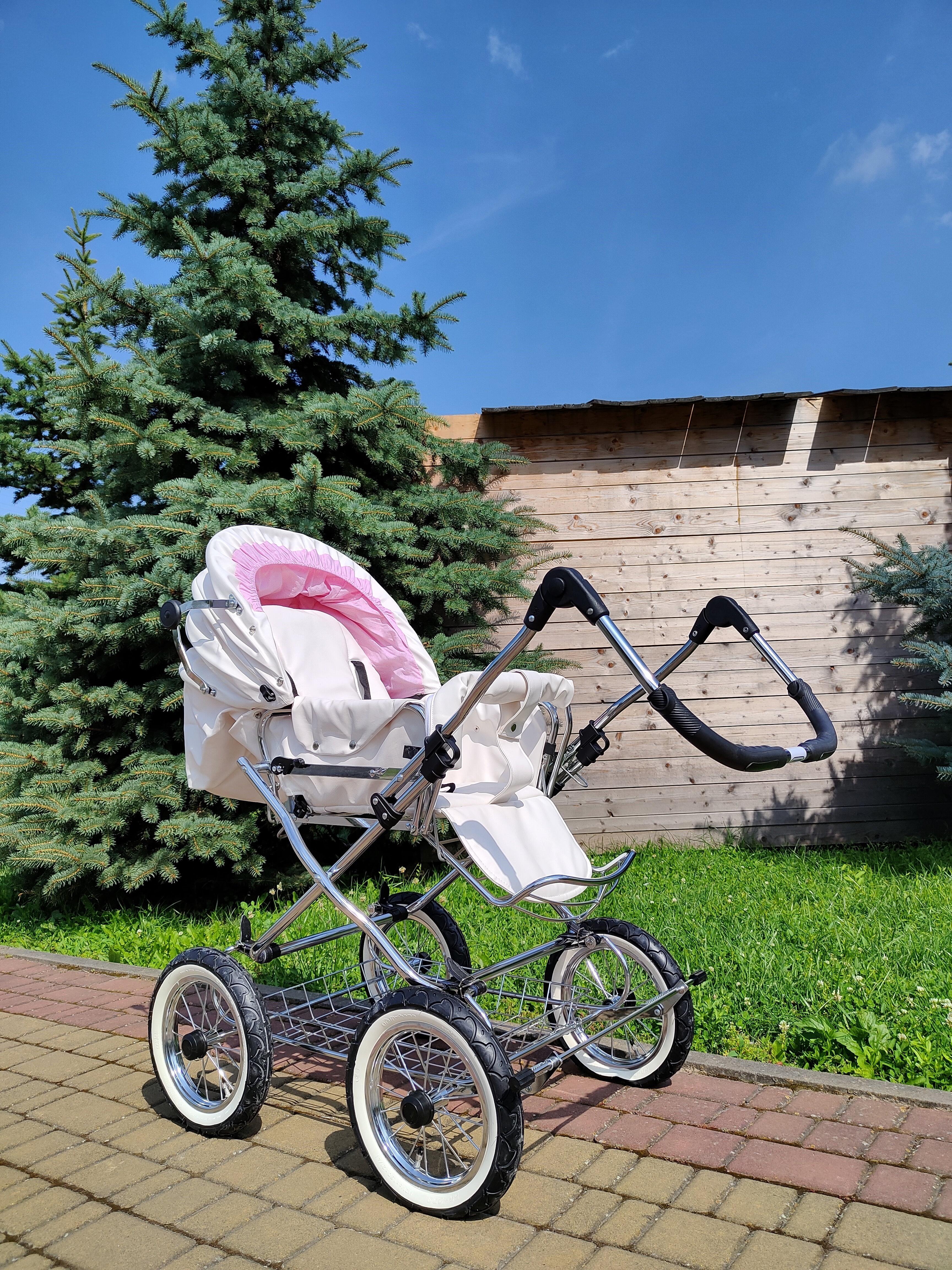 Коляска дитяча комбінована Eichhorn Combination Stroller Білий/Рожевий - фото 3