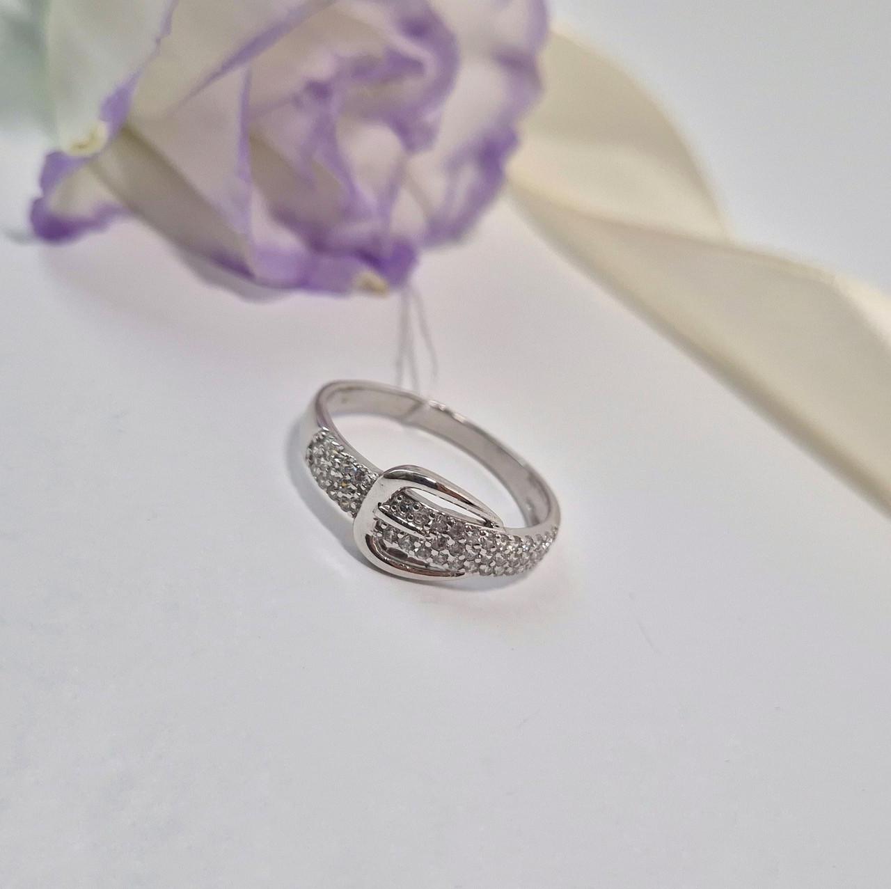 Каблучка з каменями джинс срібло 925 проби родоване р. 17,5 2,31 г (10230р)