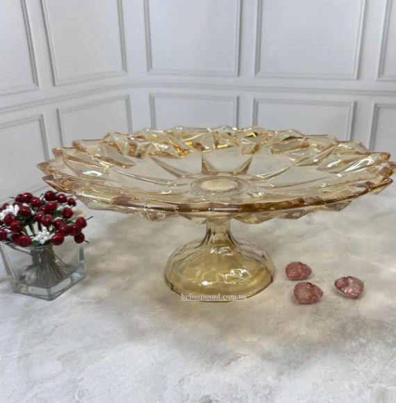 Салатник-фруктовница на ножках Helios 6208 Орион Амбер 339 мм