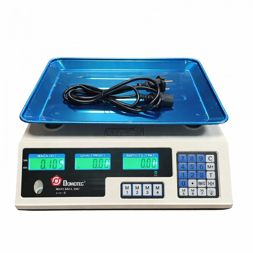 Торговые весы Domotec MS-228 электронные двухсторонний дисплей с аккумулятором 6V 50 кг/5 г (33285361)