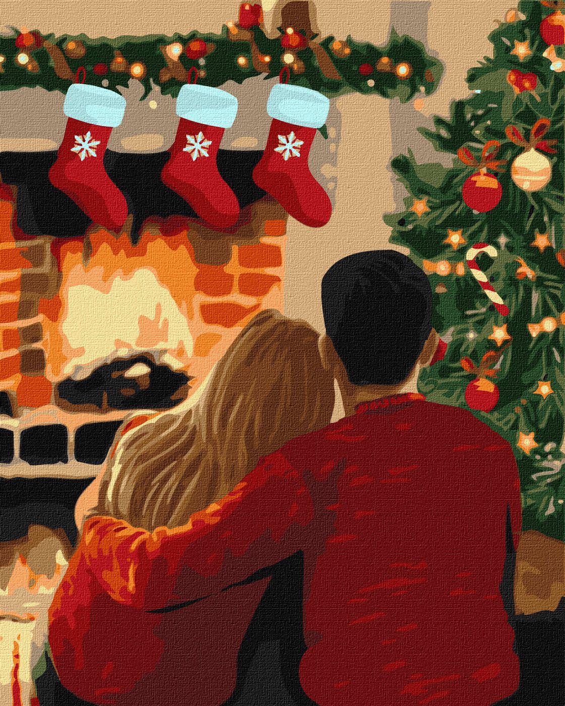 Картина по номерам Идейка Вдвоем у камина 40x50 см (KHO8319)