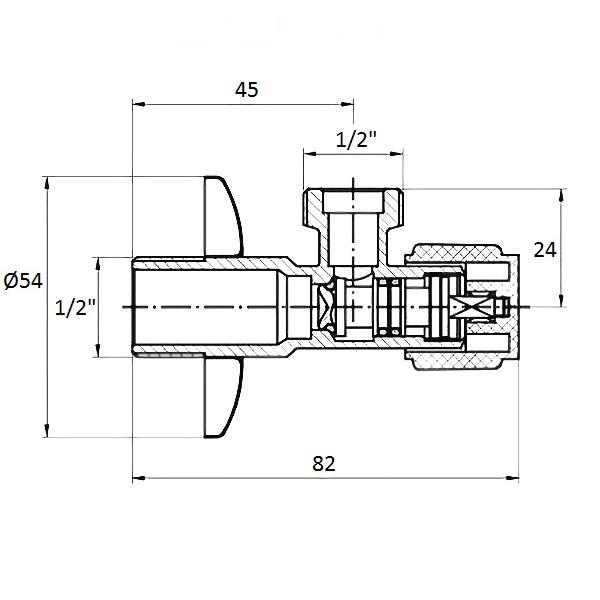 Кран кульовий Imprese AV01 для приладів ЗЗ ручка 1/2"x1/2" (72998) - фото 2 Кран кульовий Imprese AV01 для приладів ЗЗ ручка 1/2"x1/2" (72998) - фото 2