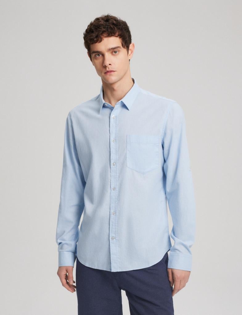 Сорочка лляна чоловіча Diverse PRM LINN XL Блакитний (5902598967329)