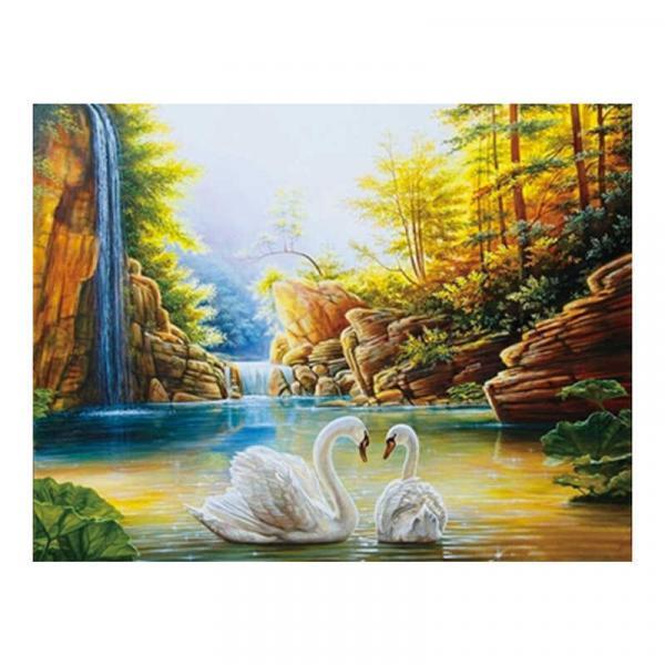 Алмазная мозаика TK Group Два лебедя 40х30 см с рамкой в коробке (GB71813-mt)