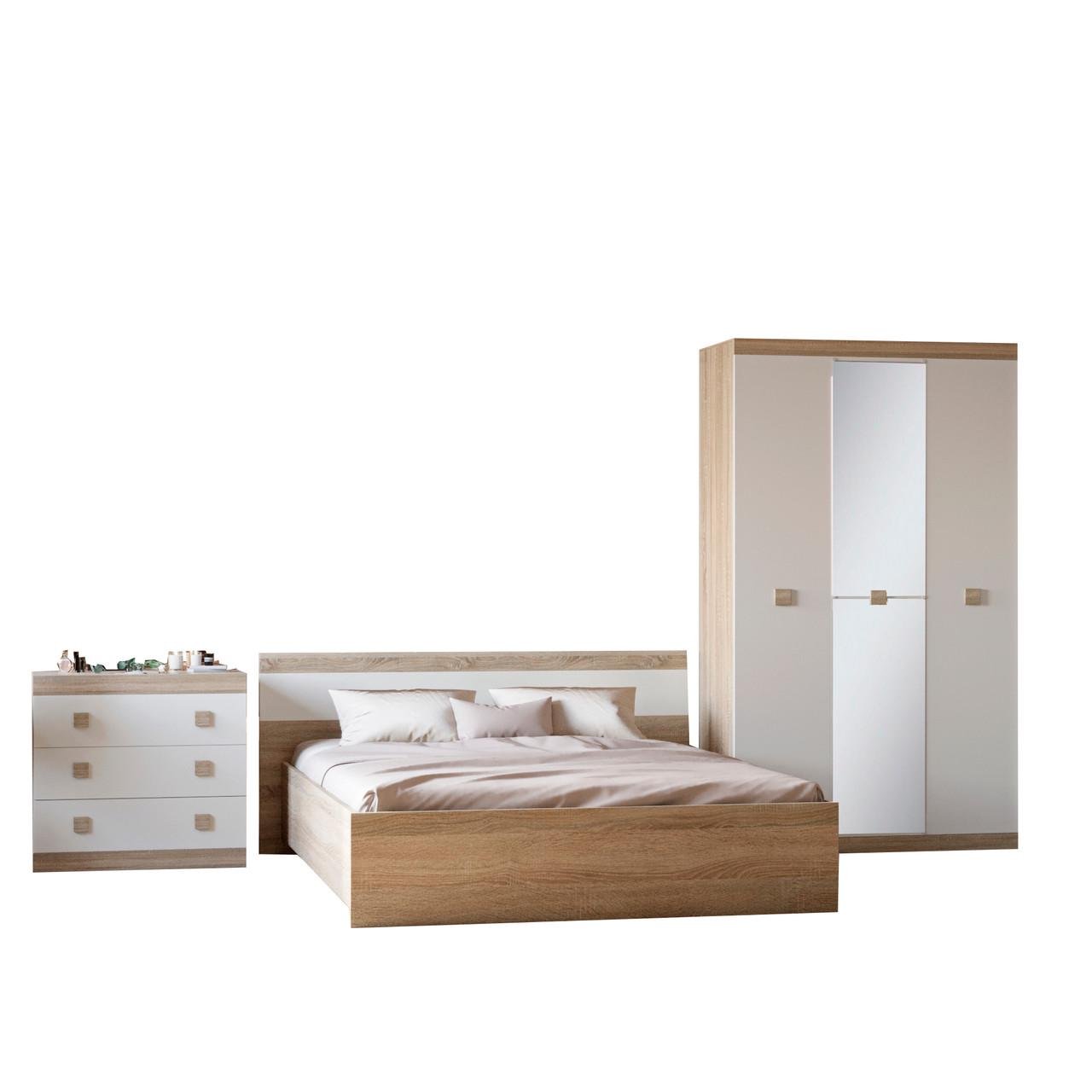 Спальня Соната Еверест Комплект 13 модульна 3 елементи Дуб сонома/Білий (DTM-2618)