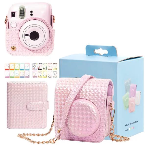 Чехол для фотокамеры FujiFilm INSTAX MINI 12/альбом на 64 фото/наклейки на фотопленку Розовый (27216987)