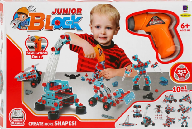 Конструктор дитячий Junior Block із шурупокрутом на батарейках 286 деталей (2703904627)