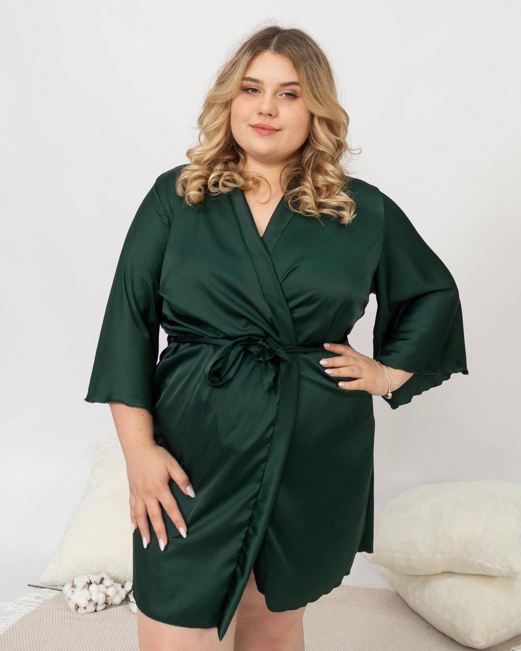 Халат женский шелковый Изумрудный (1944558047) - фото 4