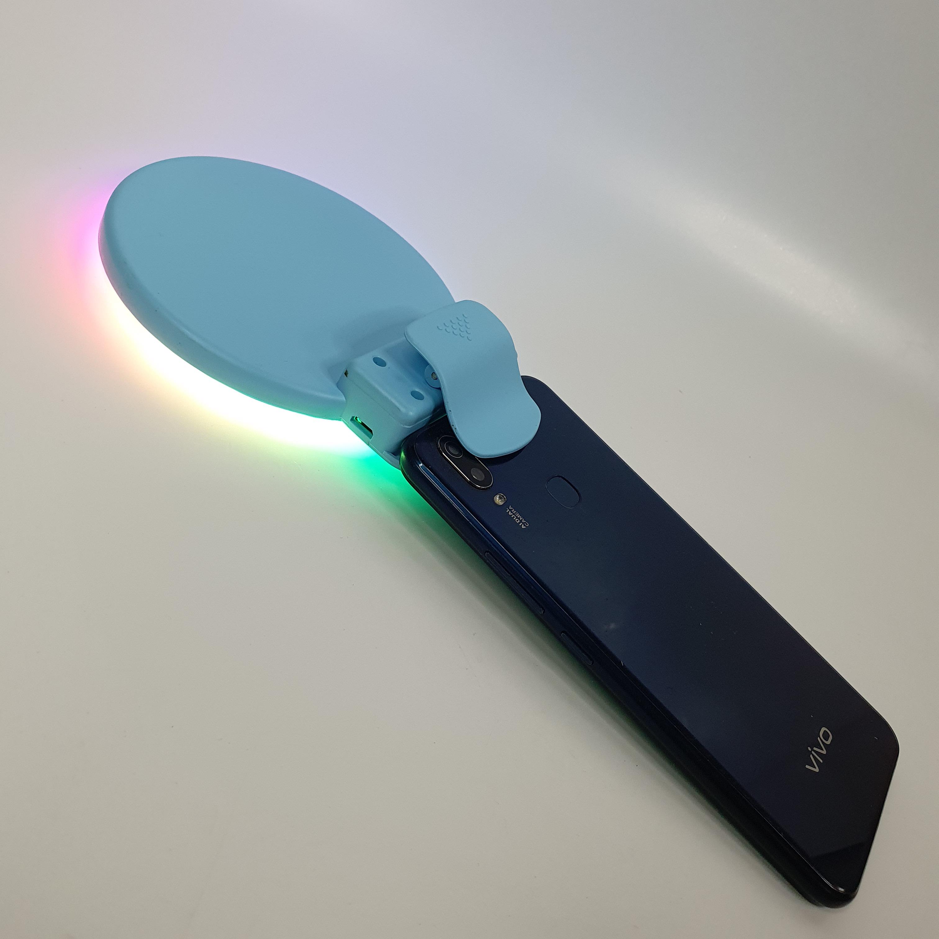 Лампа селфи кольцевая прищепка LED с зеркалом для телефона и планшета RPG 11 см (Selfie Ring Light-A4S-Blue) - фото 9