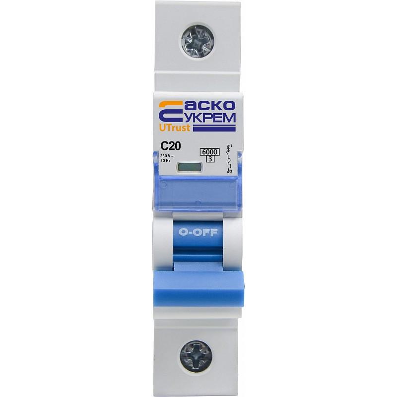 Автоматический выключатель модульный Аско-Укрем UTrust 1 полюс 20А тип C 6kА A0010210052 (50598)